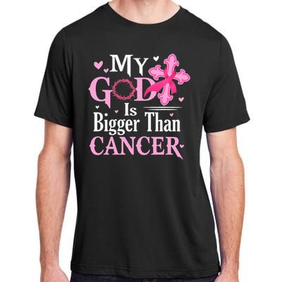 My God Is Bigger Than Cancer Breast Cancer Awareness Jesus Adult ChromaSoft Performance T-Shirt