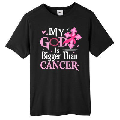 My God Is Bigger Than Cancer Breast Cancer Awareness Jesus Tall Fusion ChromaSoft Performance T-Shirt