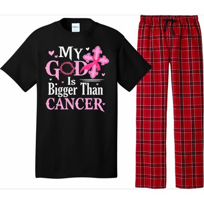 My God Is Bigger Than Cancer Breast Cancer Awareness Jesus Pajama Set