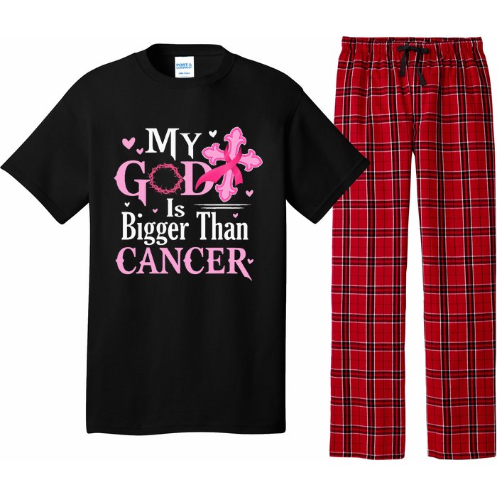 My God Is Bigger Than Cancer Breast Cancer Awareness Jesus Pajama Set