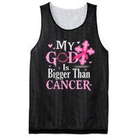 My God Is Bigger Than Cancer Breast Cancer Awareness Jesus Mesh Reversible Basketball Jersey Tank