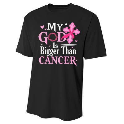 My God Is Bigger Than Cancer Breast Cancer Awareness Jesus Performance Sprint T-Shirt