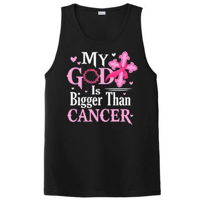 My God Is Bigger Than Cancer Breast Cancer Awareness Jesus PosiCharge Competitor Tank