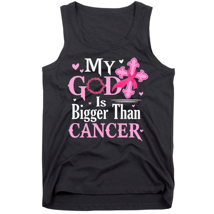 My God Is Bigger Than Cancer Breast Cancer Awareness Jesus Tank Top