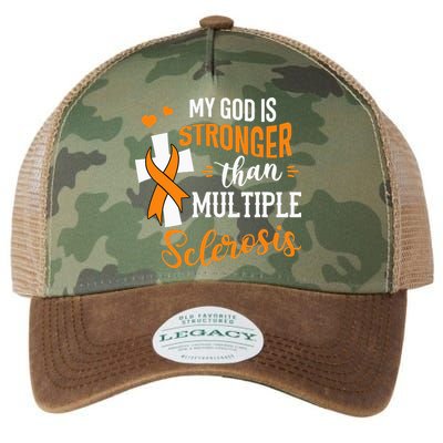My God is Stronger Than Multiple Sclerosis Warrior Fighter Legacy Tie Dye Trucker Hat