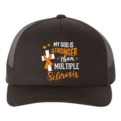 My God is Stronger Than Multiple Sclerosis Warrior Fighter Yupoong Adult 5-Panel Trucker Hat