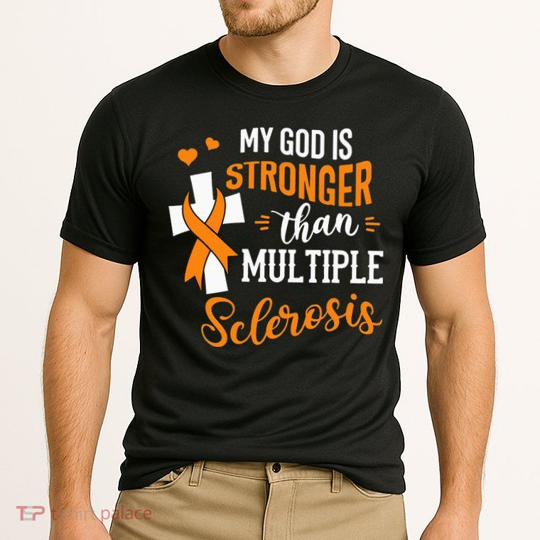 My God is Stronger Than Multiple Sclerosis Warrior Fighter Performance Shirt