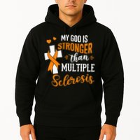 My God is Stronger Than Multiple Sclerosis Warrior Fighter Hoodie