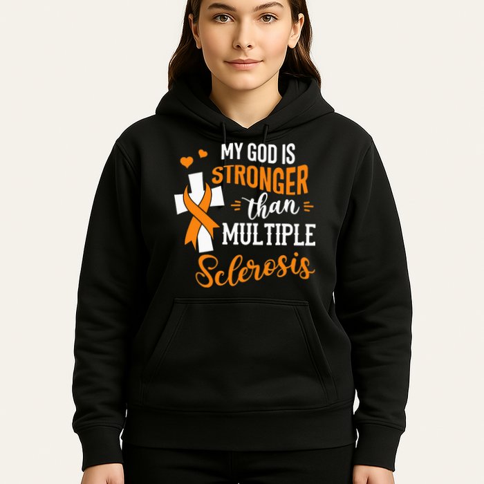 My God is Stronger Than Multiple Sclerosis Warrior Fighter Hoodie