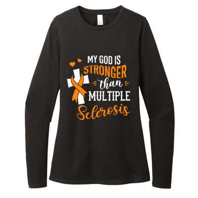 My God is Stronger Than Multiple Sclerosis Warrior Fighter Womens CVC Long Sleeve Shirt