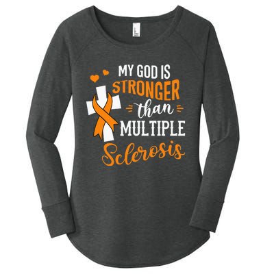 My God is Stronger Than Multiple Sclerosis Warrior Fighter Women's Perfect Tri Tunic Long Sleeve Shirt