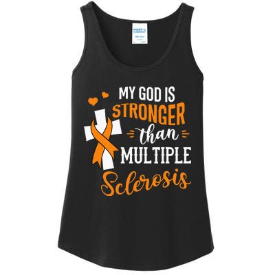 My God is Stronger Than Multiple Sclerosis Warrior Fighter Ladies Essential Tank