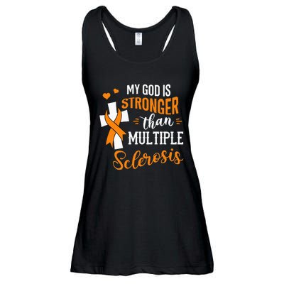 My God is Stronger Than Multiple Sclerosis Warrior Fighter Ladies Essential Flowy Tank