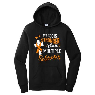 My God is Stronger Than Multiple Sclerosis Warrior Fighter Women's Pullover Hoodie