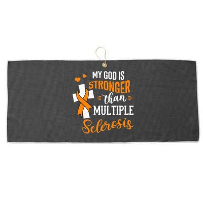 My God is Stronger Than Multiple Sclerosis Warrior Fighter Large Microfiber Waffle Golf Towel