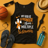 My God is Stronger Than Multiple Sclerosis Warrior Fighter Tank Top
