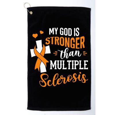 My God is Stronger Than Multiple Sclerosis Warrior Fighter Golf Towel