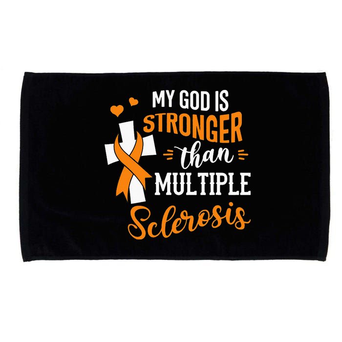 My God is Stronger Than Multiple Sclerosis Warrior Fighter Microfiber Hand Towel