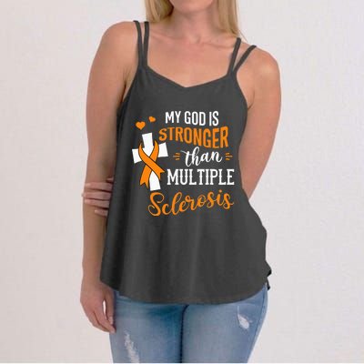 My God is Stronger Than Multiple Sclerosis Warrior Fighter Women's Strappy Tank