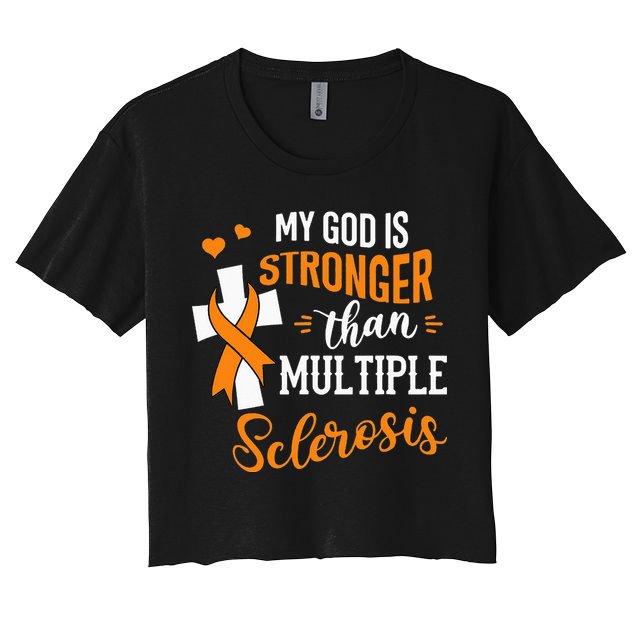 My God is Stronger Than Multiple Sclerosis Warrior Fighter Crop Top