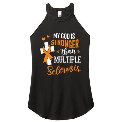 My God is Stronger Than Multiple Sclerosis Warrior Fighter Women's Perfect Tri Rocker Tank