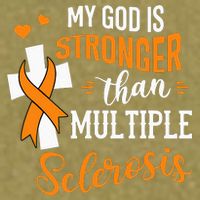 My God is Stronger Than Multiple Sclerosis Warrior Fighter Garment-Dyed Women's Muscle Tee