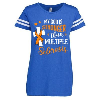 My God is Stronger Than Multiple Sclerosis Warrior Fighter Enza Ladies Jersey Football T-Shirt