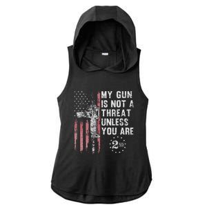 My Gun Is Not A Threat Unless You Are Gun Rights Ar 15 Flag Ladies PosiCharge Tri-Blend Wicking Draft Hoodie Tank