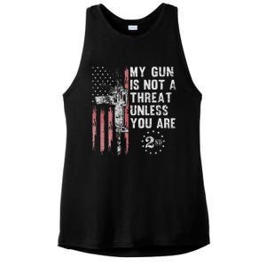 My Gun Is Not A Threat Unless You Are Gun Rights Ar 15 Flag Ladies PosiCharge Tri-Blend Wicking Tank