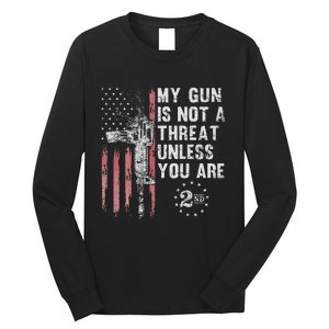 My Gun Is Not A Threat Unless You Are Gun Rights Ar 15 Flag Long Sleeve Shirt