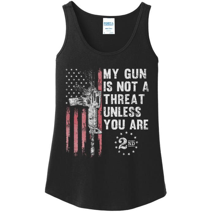 My Gun Is Not A Threat Unless You Are Gun Rights Ar 15 Flag Ladies Essential Tank