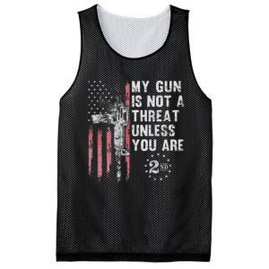 My Gun Is Not A Threat Unless You Are Gun Rights Ar 15 Flag Mesh Reversible Basketball Jersey Tank