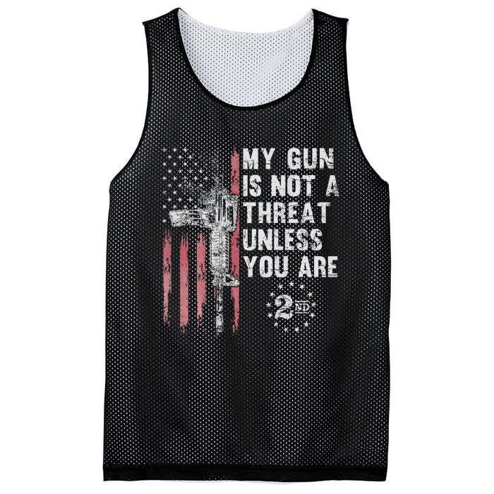 My Gun Is Not A Threat Unless You Are Gun Rights Ar 15 Flag Mesh Reversible Basketball Jersey Tank