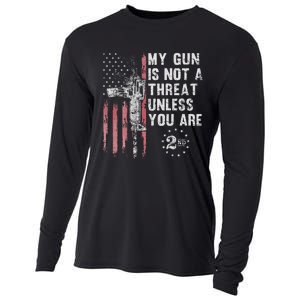 My Gun Is Not A Threat Unless You Are Gun Rights Ar 15 Flag Cooling Performance Long Sleeve Crew