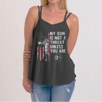 My Gun Is Not A Threat Unless You Are Gun Rights Ar 15 Flag Women's Strappy Tank