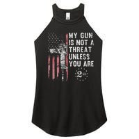 My Gun Is Not A Threat Unless You Are Gun Rights Ar 15 Flag Women's Perfect Tri Rocker Tank