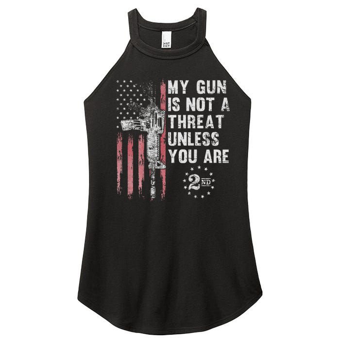 My Gun Is Not A Threat Unless You Are Gun Rights Ar 15 Flag Women's Perfect Tri Rocker Tank