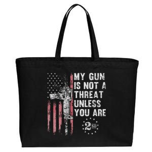 My Gun Is Not A Threat Unless You Are Gun Rights Ar 15 Flag Cotton Canvas Jumbo Tote