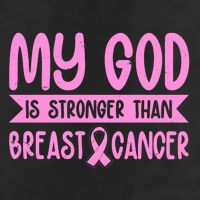 My God Is Stronger Than Breast Cancer 7 Panel Mesh Trucker Snapback Hat