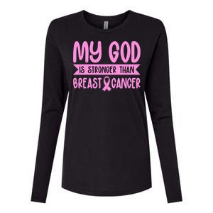 My God Is Stronger Than Breast Cancer Womens Cotton Relaxed Long Sleeve T-Shirt