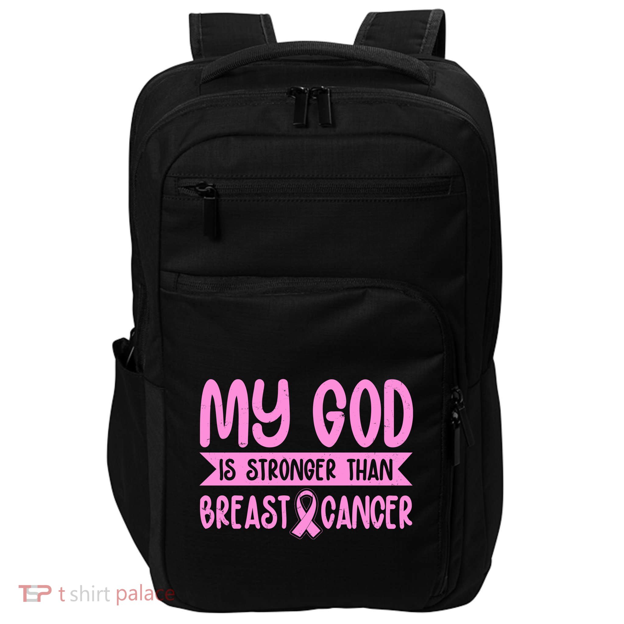 My God Is Stronger Than Breast Cancer Impact Tech Backpack