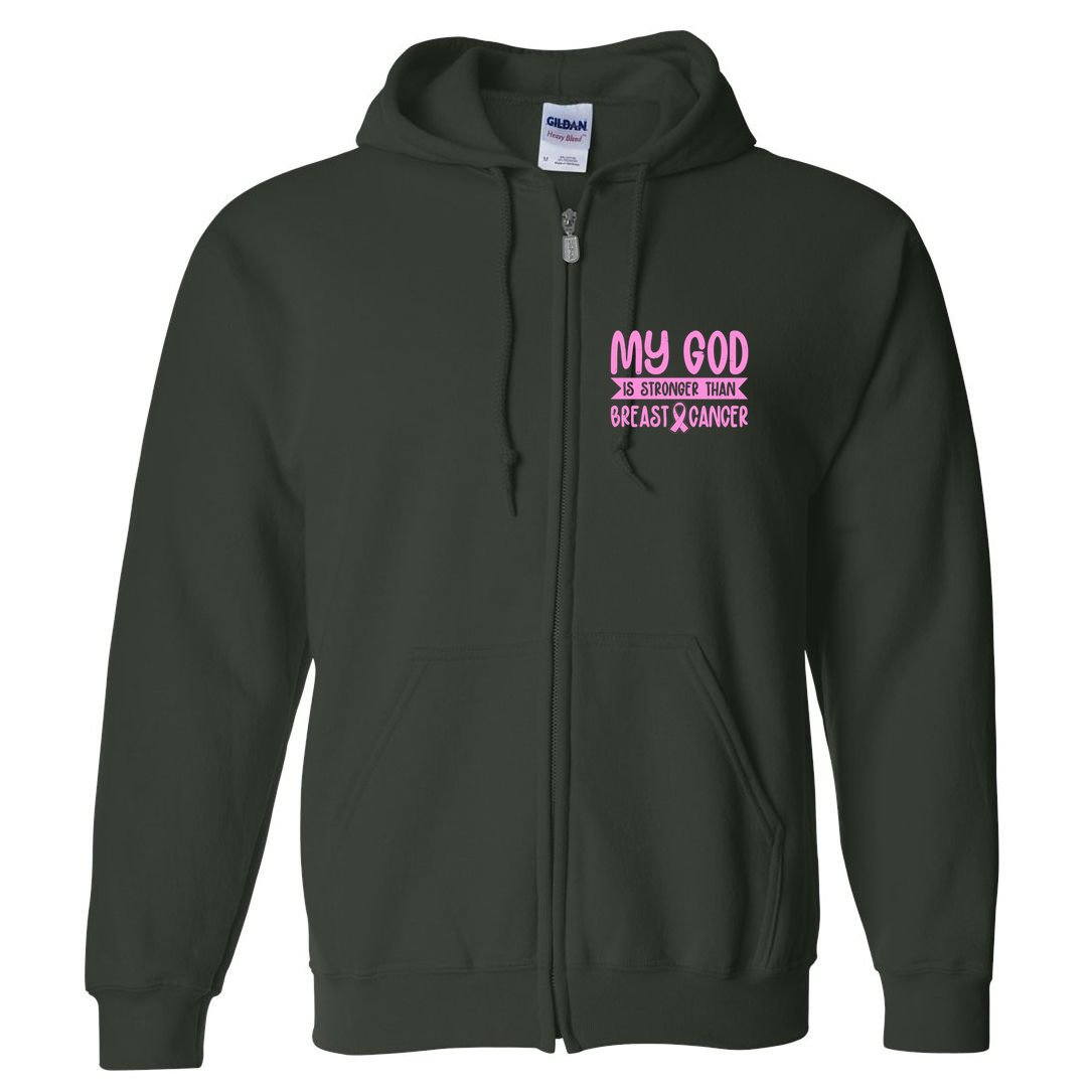 My God Is Stronger Than Breast Cancer Full Zip Hoodie