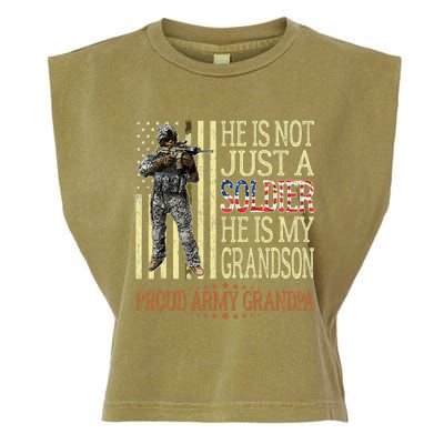 My Grandson Is A Soldier Proud Army Grandpa Garment-Dyed Women's Muscle Tee