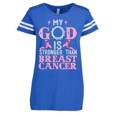 My God Is Stronger Than Christian Breast Cancer Awareness Enza Ladies Jersey Football T-Shirt