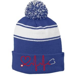 Medical Gift I Love Medicine Funny Gift Stripe Pom Pom Beanie