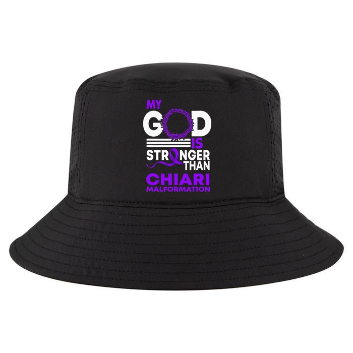 My God Is Stronger Than Chiari Malformation Awareness Ribbon Cool Comfort Performance Bucket Hat