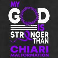 My God Is Stronger Than Chiari Malformation Awareness Ribbon Cool Comfort Performance Bucket Hat