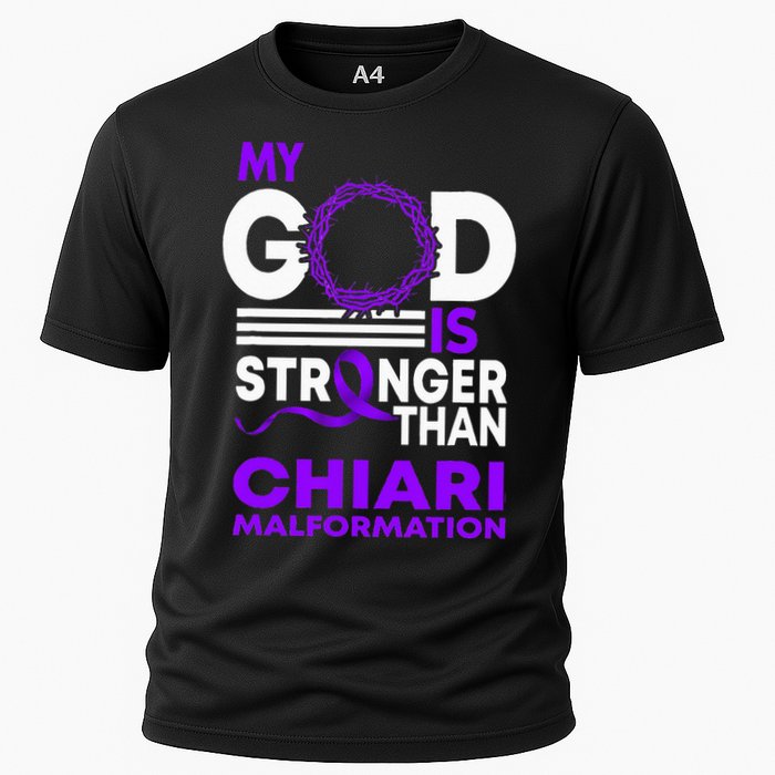 My God Is Stronger Than Chiari Malformation Awareness Ribbon Cooling Performance Crew T-Shirt