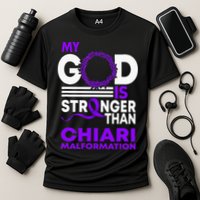 My God Is Stronger Than Chiari Malformation Awareness Ribbon Cooling Performance Crew T-Shirt