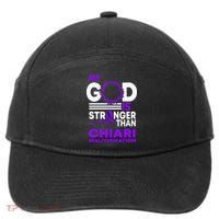 My God Is Stronger Than Chiari Malformation Awareness Ribbon 7-Panel Snapback Hat